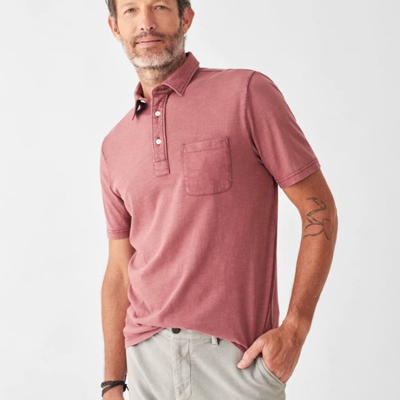 Faherty Sunwashed Polo- Wine - Picture 1 of 3